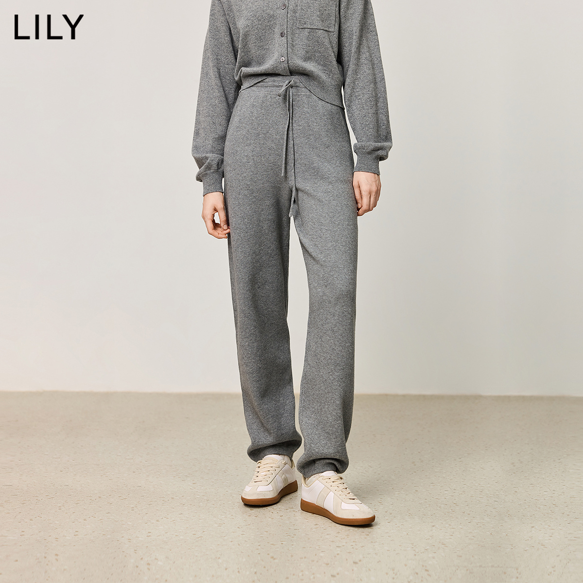 【商场同款】LILY2024冬新款女装百搭针织阔腿裤休闲裤运动卫裤女
