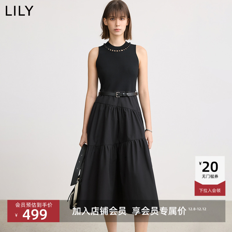 LILY新款时髦简约时光小黑裙