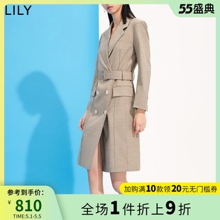 商场同款 Lily21春季新款女装设计感双排扣条纹西装式连衣裙原价9元现价9元包邮抢购罗莱商城