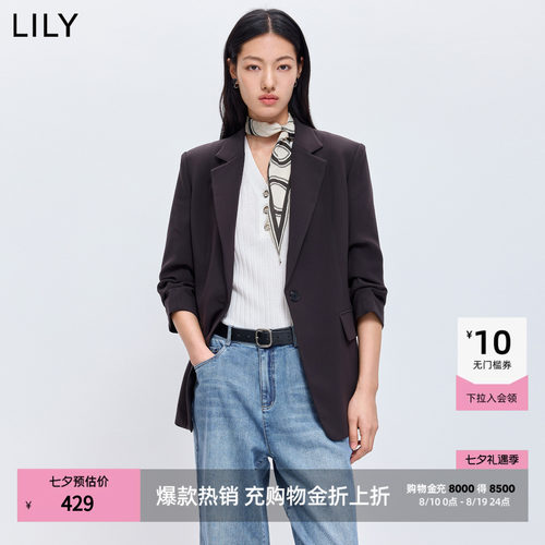 LILY通勤四面弹收腰职场复古西装