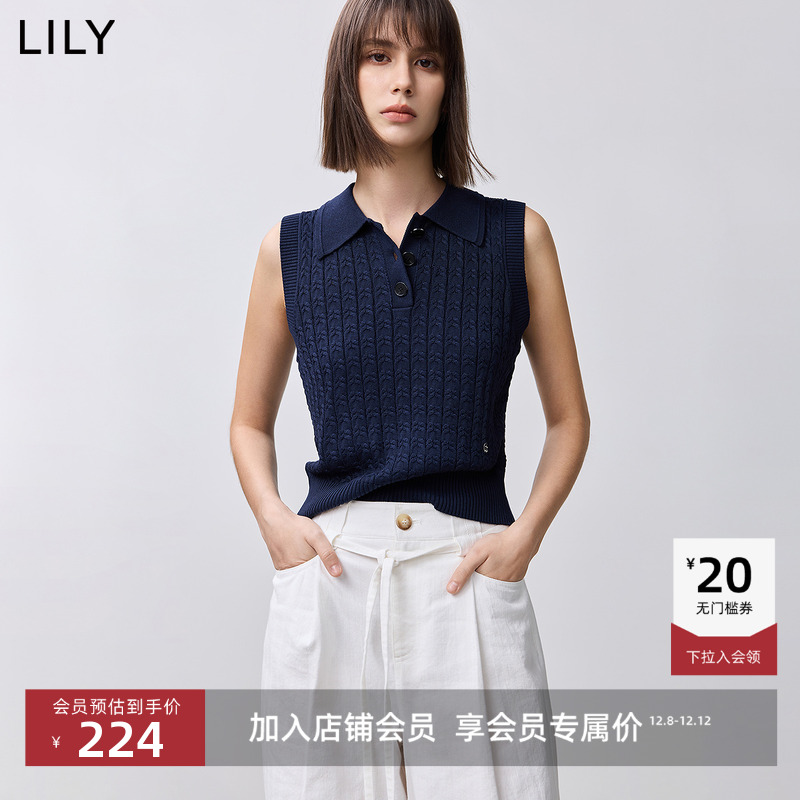LILY无袖POLO领百搭针织衫