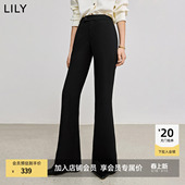 LILY2026新款 高腰黑色休闲长裤 女装 微喇裤 弹力修身 超模小黑裤