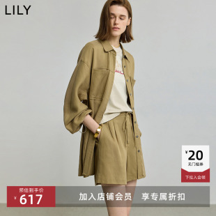 莱赛尔亚麻小翻领宽松休闲长袖 LILY2025秋新款 外套女 商场同款