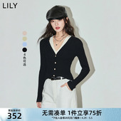 内搭女 洋气通勤别致镂空设计感假两件毛针织衫 LILY2024春新款 女装