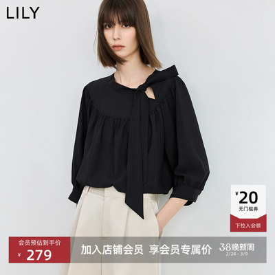 LILY泡泡七分袖设计感雪纺衫