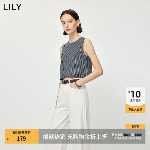 LILY不对称设计感无袖圆领马甲