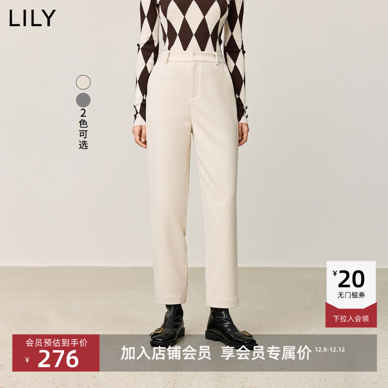 LILY磨毛百搭女装加厚直筒裤