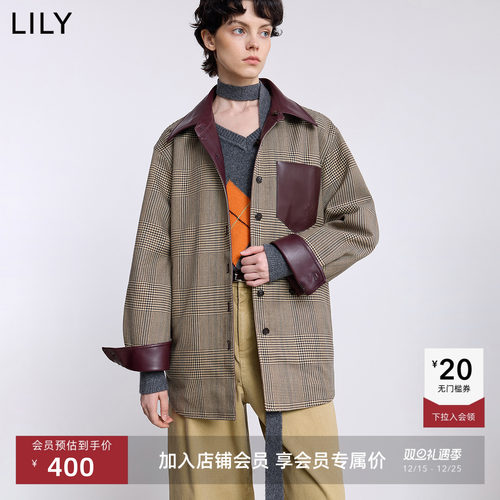 LILY两面穿格纹女装新款衬衫外套