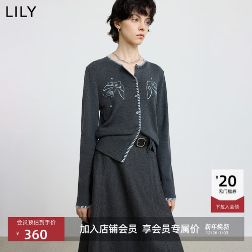 LILY羊毛混纺通勤女装圆领针织衫