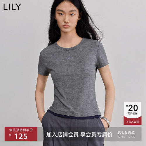 LILY通勤撞色百搭短袖T恤