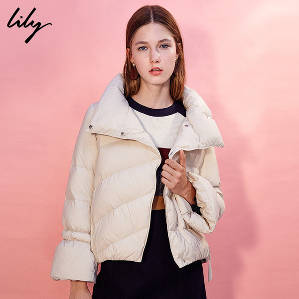 Lily 17年冬季新款 CHIC系带喇叭袖 女式时尚短款羽绒服 优惠券折后￥799包邮（￥1199-400）