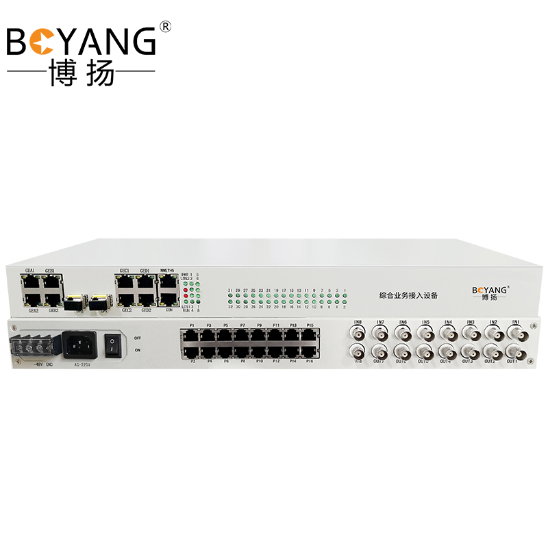 博扬 综合业务电话光端机 8E1+16路电话+4路千兆物理隔离网单纤2