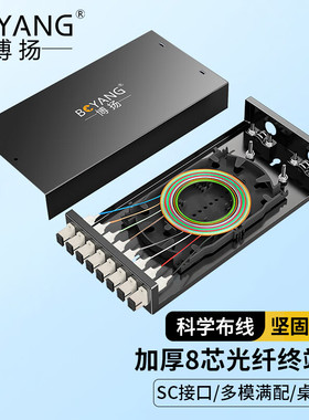 博扬8口光纤终端盒SC光纤盒子【满配尾纤+法兰】8芯多模BY-SCMM-8