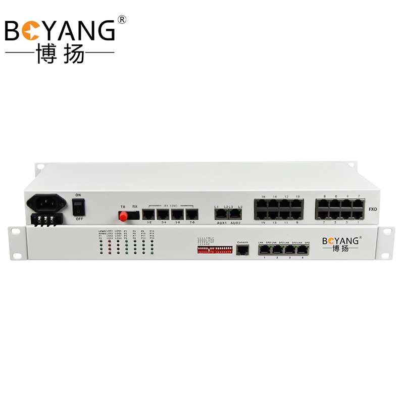 博扬 综合业务电话光端机 8E1+8路电话+8路磁石+4路百兆物理隔离