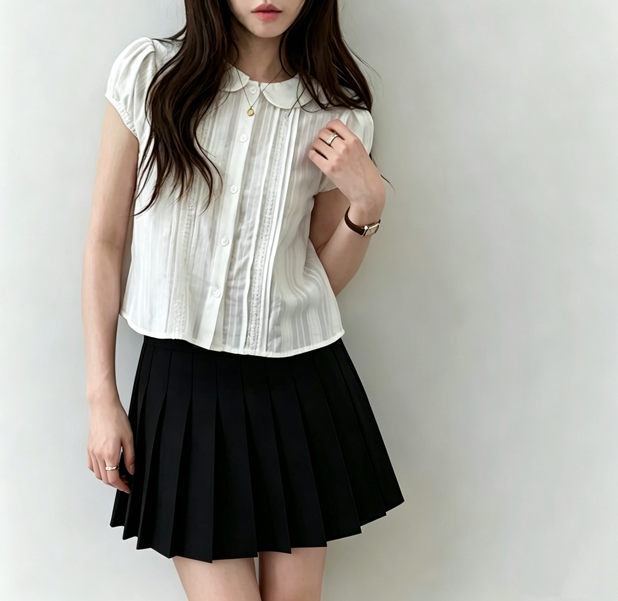 日系学院风娃娃领jk白衬衫女夏季小个子少女甜美可爱花边短袖上衣