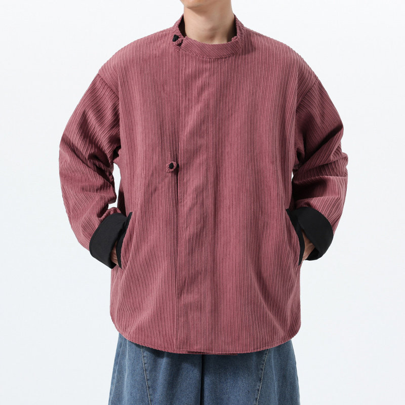 中国风男装改良汉服唐装两面穿夹克男宽松大码盘扣外套中式复古衫