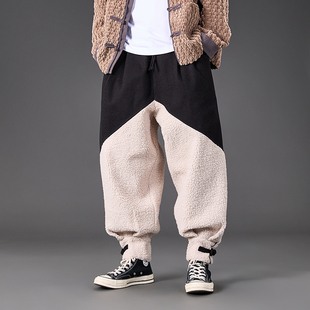 青年加厚保暖羊羔绒休闲裤 秋冬长裤 男士 阔腿裤 宽松大码 中国风男装