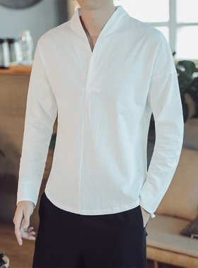 中国风棉麻长袖t恤禅修服