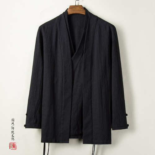 男装魏晋风棉麻改良禅修服