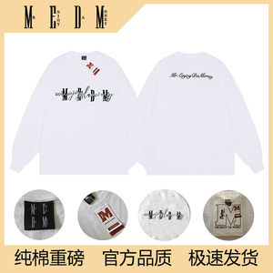 MEDM国潮春秋季长袖T恤男女情侣街头宽松百搭上衣潮流印花打底衫