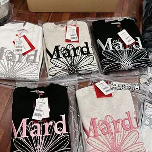 现货冬款Mardi刺绣款卫衣女小雏菊金高银同款字母圆领上衣学生ins