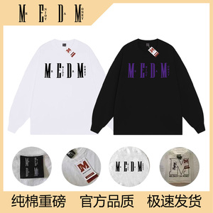MEDM潮牌长袖T恤男女宽松潮流体恤基础简约印花纯棉情侣秋季上衣