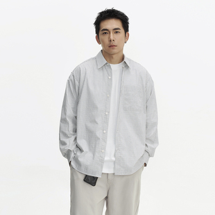 衬衫 TOPTIER 格子长袖 条纹 男内搭简约通勤宽松休闲衬衣外套 BRO
