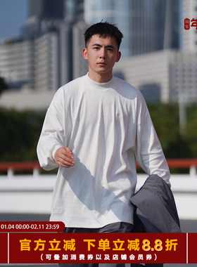TOPTIER BRO 21AW 340g新疆长绒棉中高领长袖T恤男宽松百搭打底衫