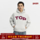 TOPTIER 加绒宽松休闲字母帽衫 BRO 470g复合奥粒绒连帽卫衣男冬季