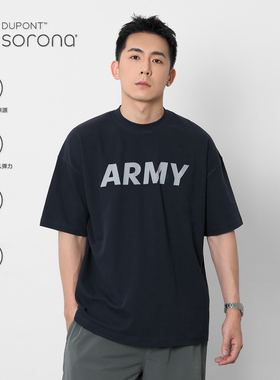 TOPTIER BRO 23SS 220g珠地布索罗娜凉感ARMY印花短袖T恤男舒适