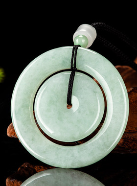 天然翡翠平安子母扣玉石吊坠男女