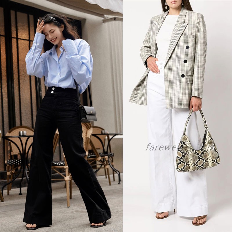 秋冬新款FRAME高腰休闲阔腿长裤