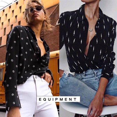 equipment长袖真丝印花女士衬衫