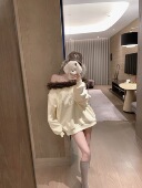 十字架闪钻长袖 高品质不退货 可拆卸毛领设计感宽松休闲卫衣