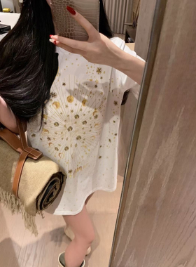 【高品质实拍yb】星座金丝印花刺绣舒适百搭短袖T恤男女修身显瘦