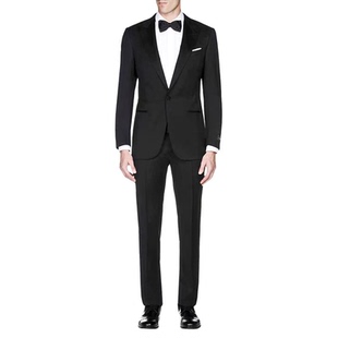 全羊毛黑色塔士多礼服TUXEDO套装 西装套装婚礼套装礼服
