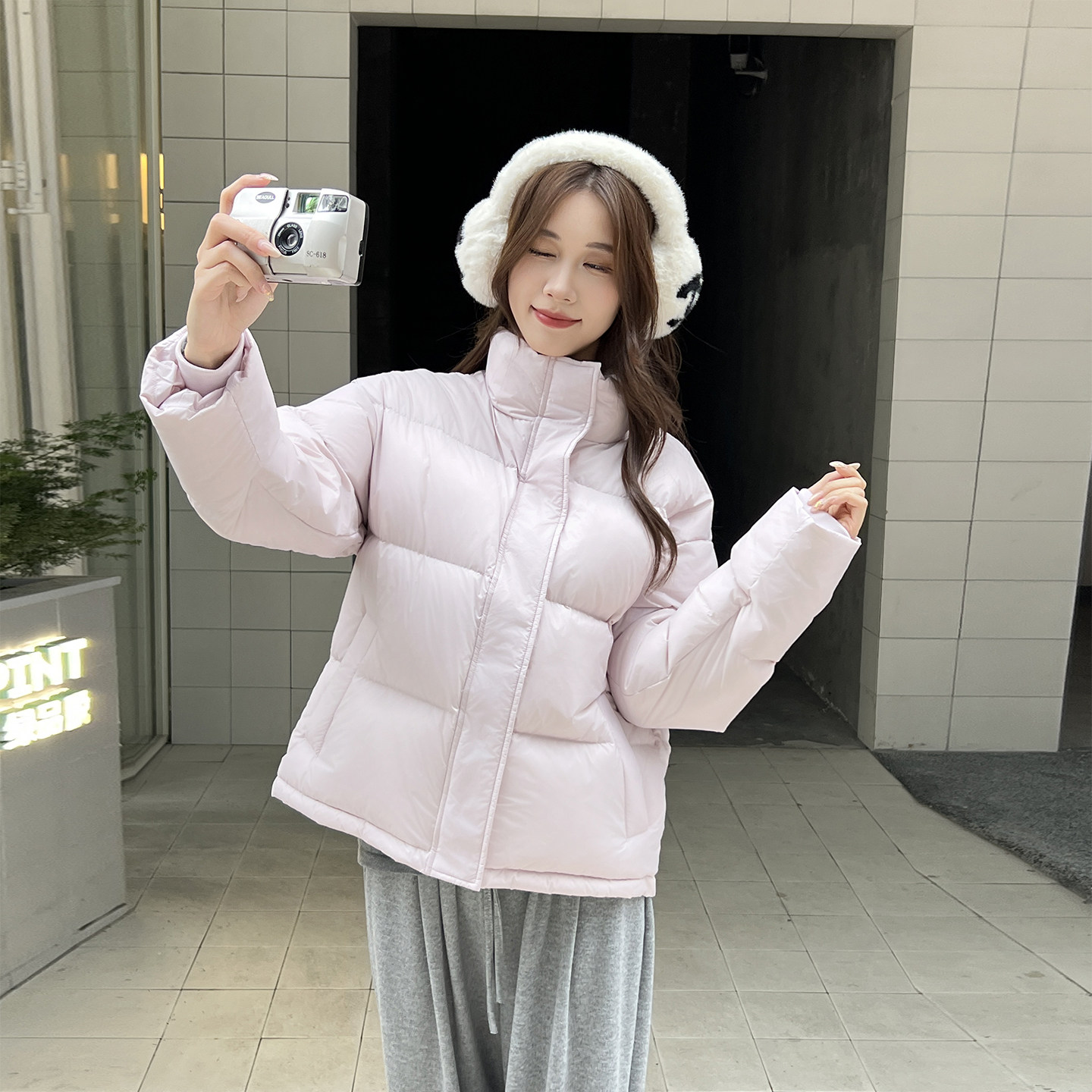 叁个黄95白鸭绒小个子短款羽绒服2025冬季新款面包服女保暖加厚