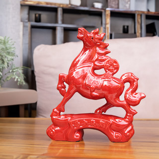 大号红色陶瓷马摆件十二生肖家居客厅房间酒柜摆设瓷器工艺品礼品