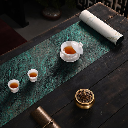 新中式双面桌旗长条茶席