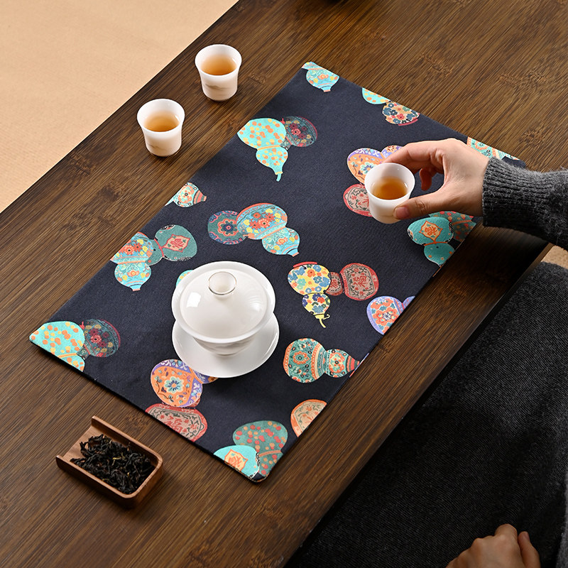 双面棉麻拼布印花茶席布艺桌旗茶布茶杯垫禅意中式干泡席,居家布艺,茶席,淘宝优惠券,粉丝福利购,淘宝优惠卷