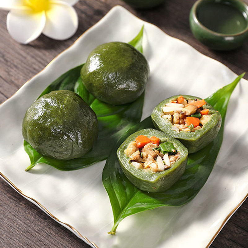 清明果 艾草青团炊圆 糍粑浙江美食温岭特产农家口味传统手艺热食