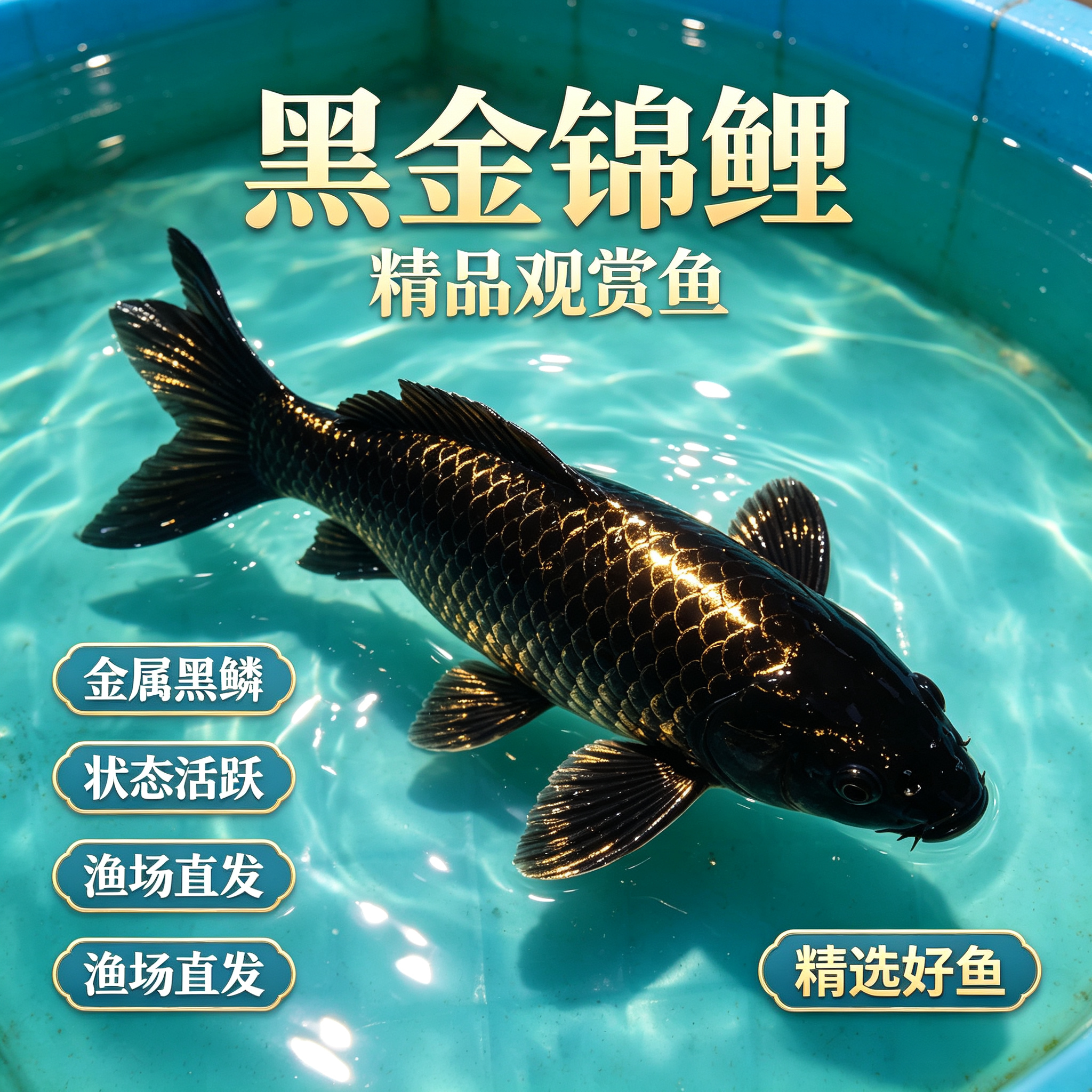 纯种黑金锦鲤活体冷水观赏鱼成鱼