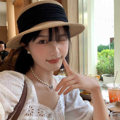 平顶帽出游褶皱女夏天小檐