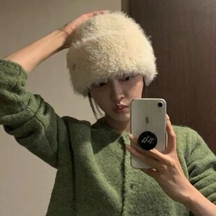 韩国ANGEL冬天加厚毛绒帽子韩版针织女包头地主帽套头护耳雪地帽