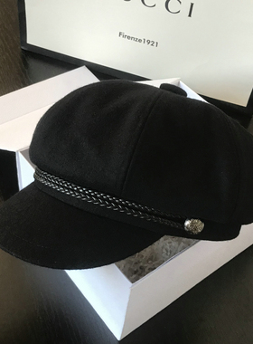 日本RX毛呢八角帽子女秋冬羊毛鸭舌帽显脸小复古画家报童贝雷帽