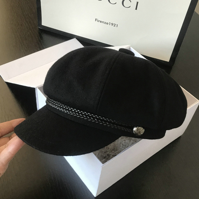 画家帽八角帽毛呢文艺秋冬