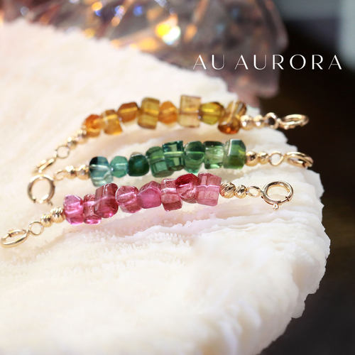 AU高端定制巴西碧玺老矿料糖果吊坠18K金延长链条毛衣链项链