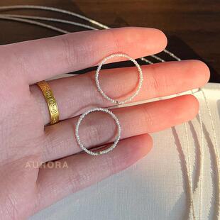 纯天然野生1mm2mm珍珠极小米珠超细珍珠戒指指环淡水keshi珠定制