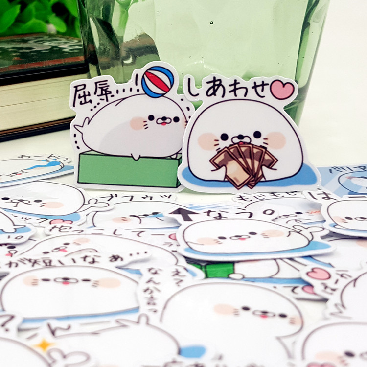 手帐贴纸自制日本line表情手账周边diy手帐装饰贴纸包可爱海豹03