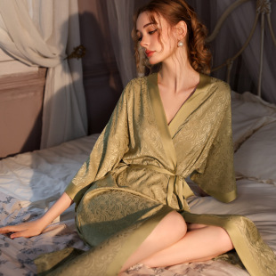 2025新款睡衣女春秋薄款性感真丝睡袍纯欲风提花高级感桑蚕丝秋冬